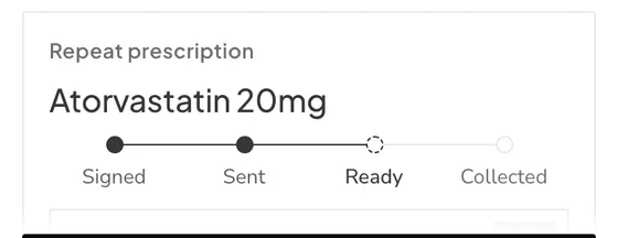 wai Profile, a repeat prescription tracked from signed to collected