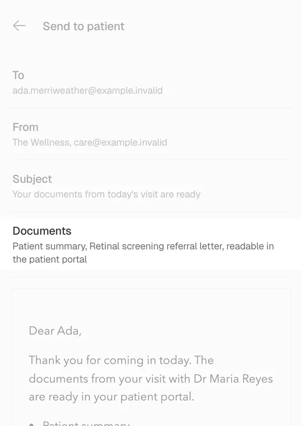 wai Clinicians, the visit documents going to the patient