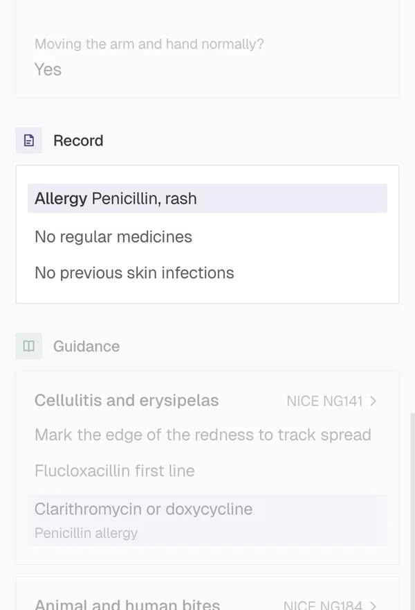 wai Clinicians, the patient's allergy and medicines carried into the case