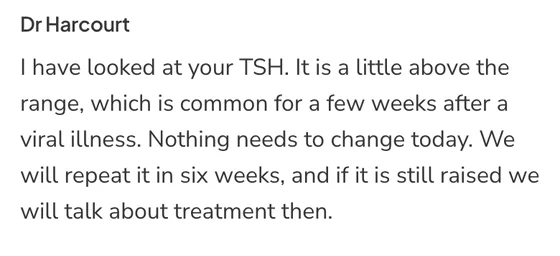 wai Profile, Dr Harcourt explaining a raised TSH in plain words