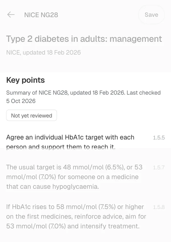 wai Clinicians, the key points of a NICE guideline, numbered to the source