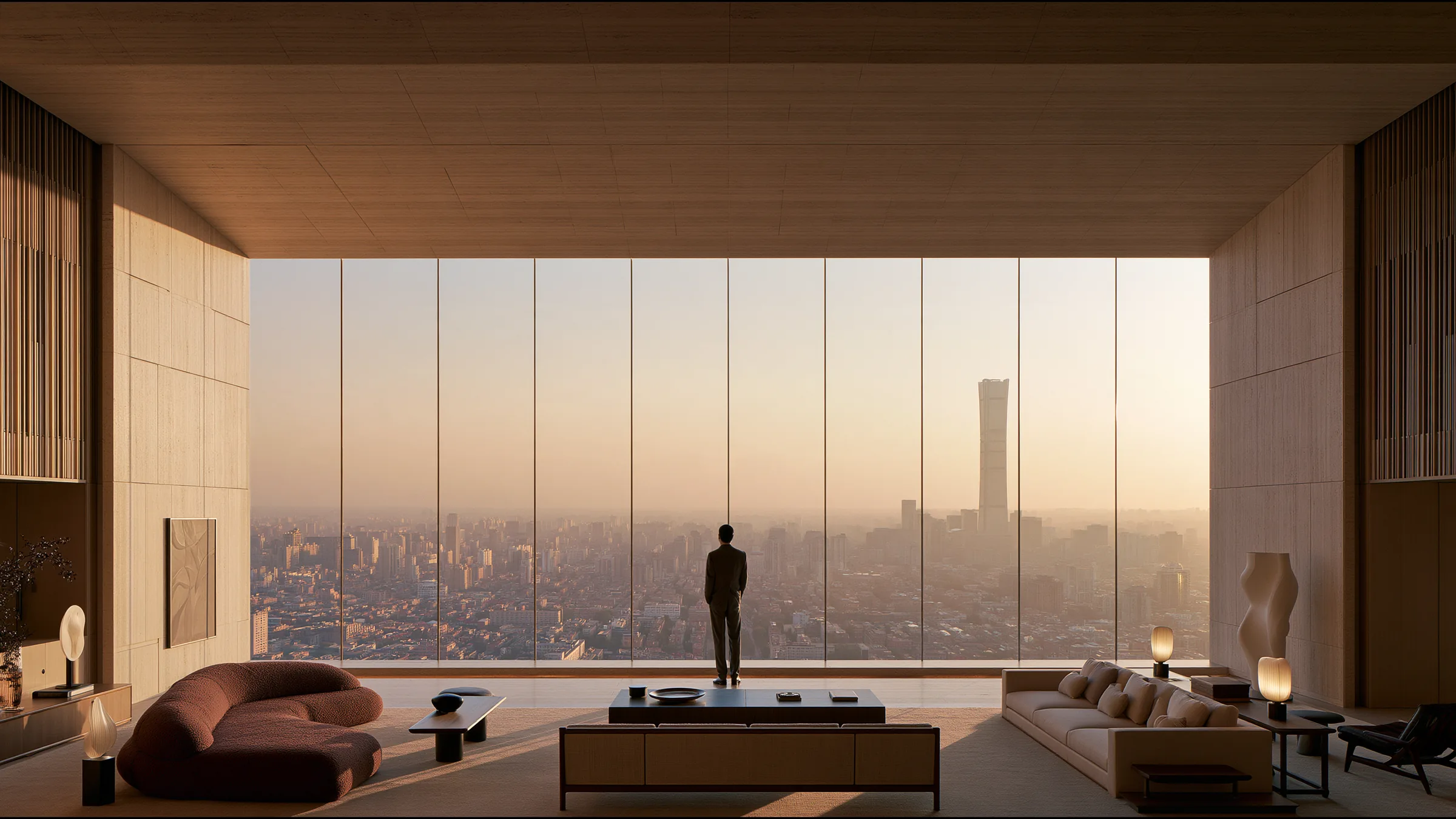 A clinician at ease in a vast, light-filled private clinic in Beijing, the city beyond the glass