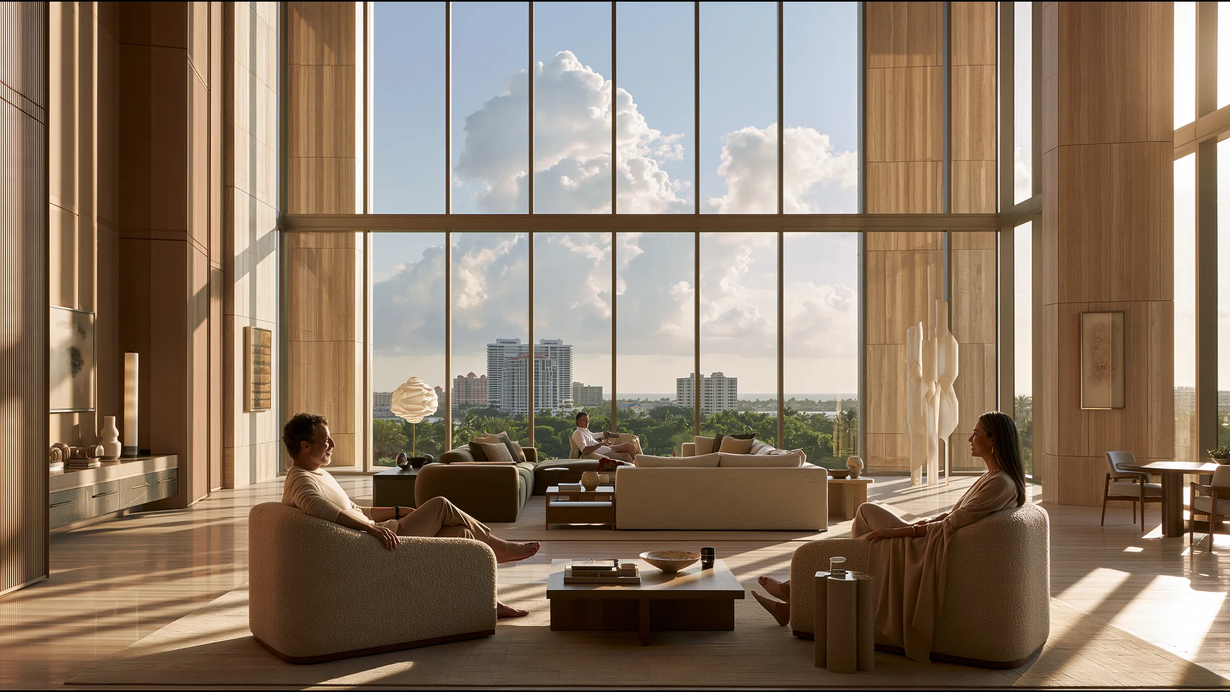 A clinician at ease in a vast, light-filled private clinic in Boca Raton, the city beyond the glass