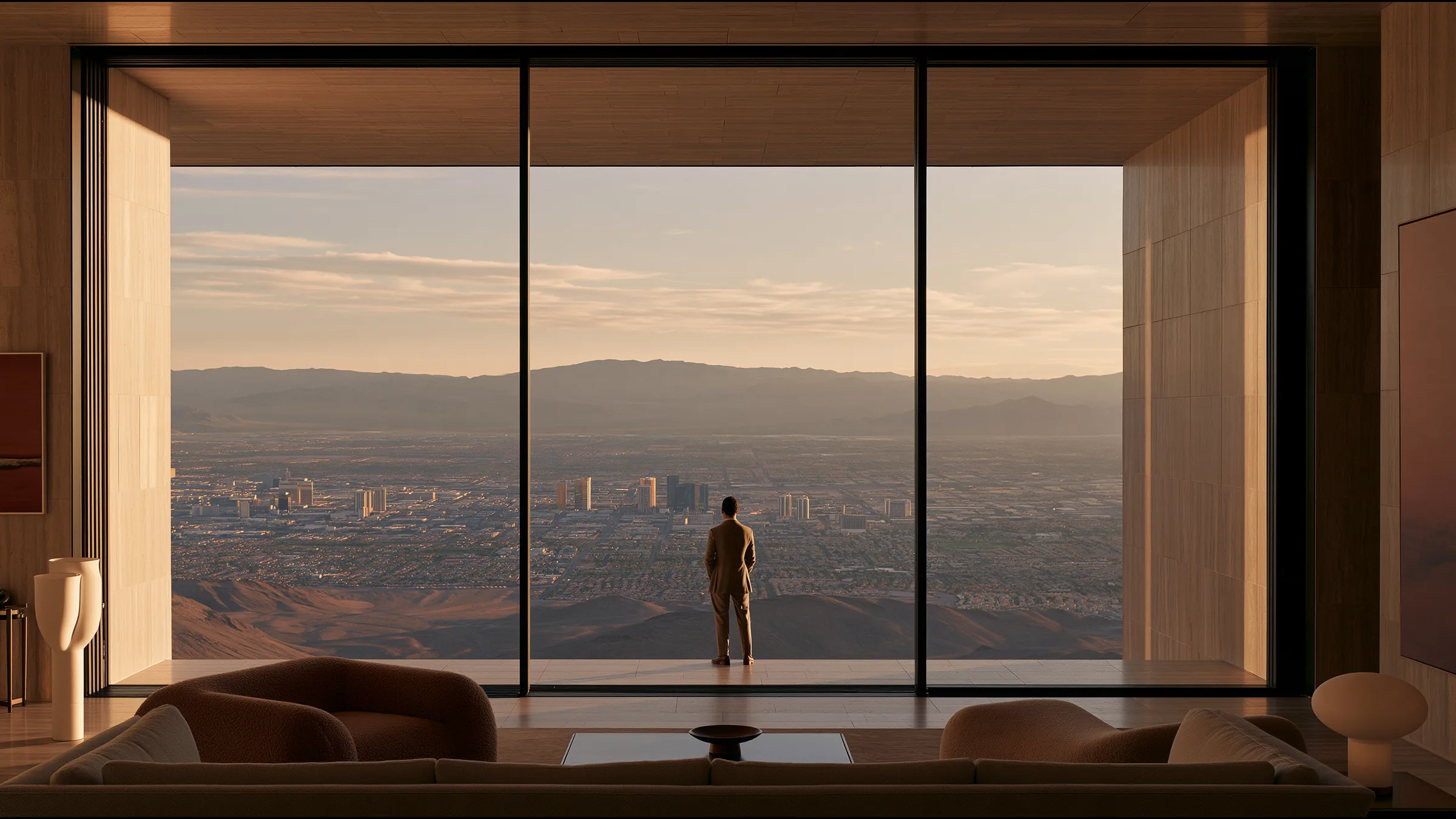 A clinician at ease in a vast, light-filled private clinic in Las Vegas and Henderson, the city beyond the glass