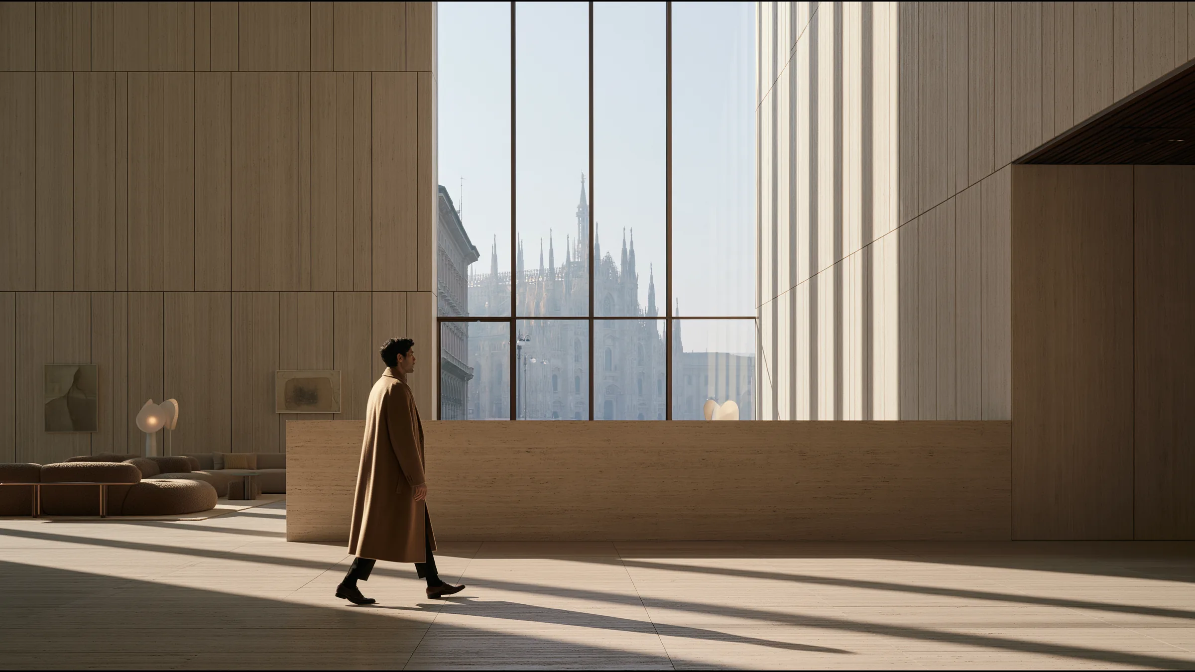A clinician at ease in a vast, light-filled private clinic in Milan, the city beyond the glass