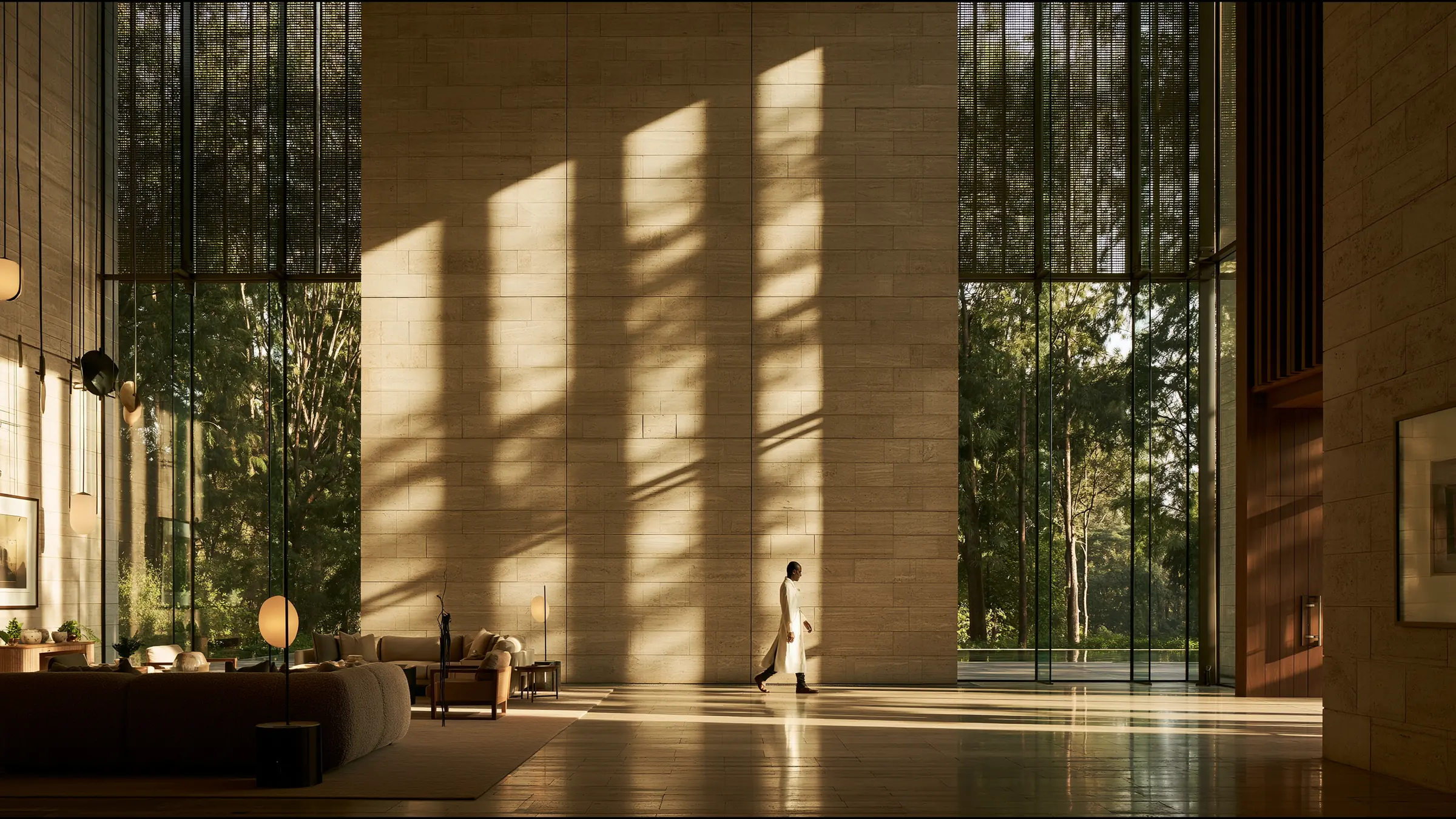 A clinician at ease in a vast, light-filled private clinic in Nairobi, the city beyond the glass