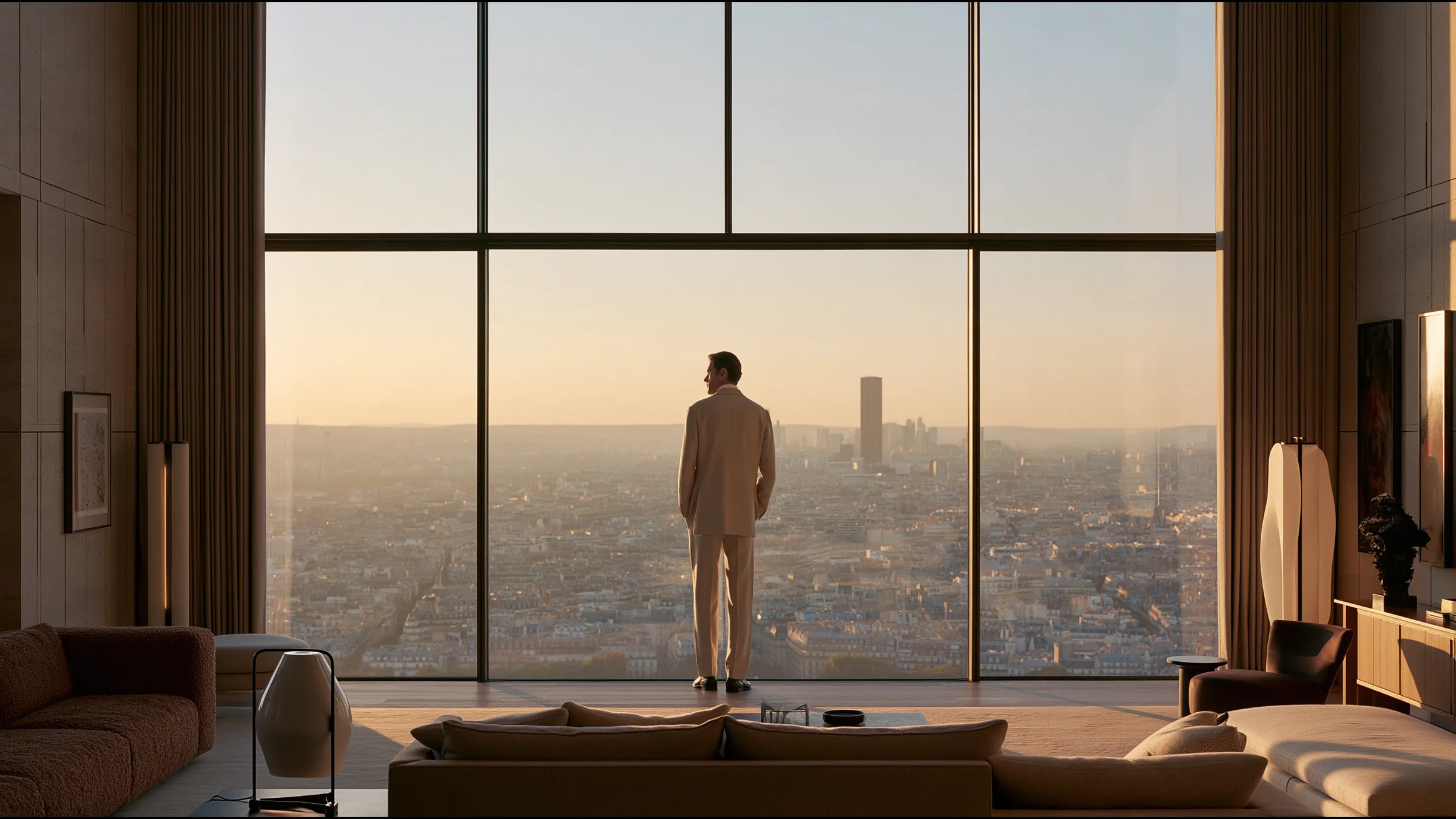 A clinician at ease in a vast, light-filled private clinic in Paris, the city beyond the glass
