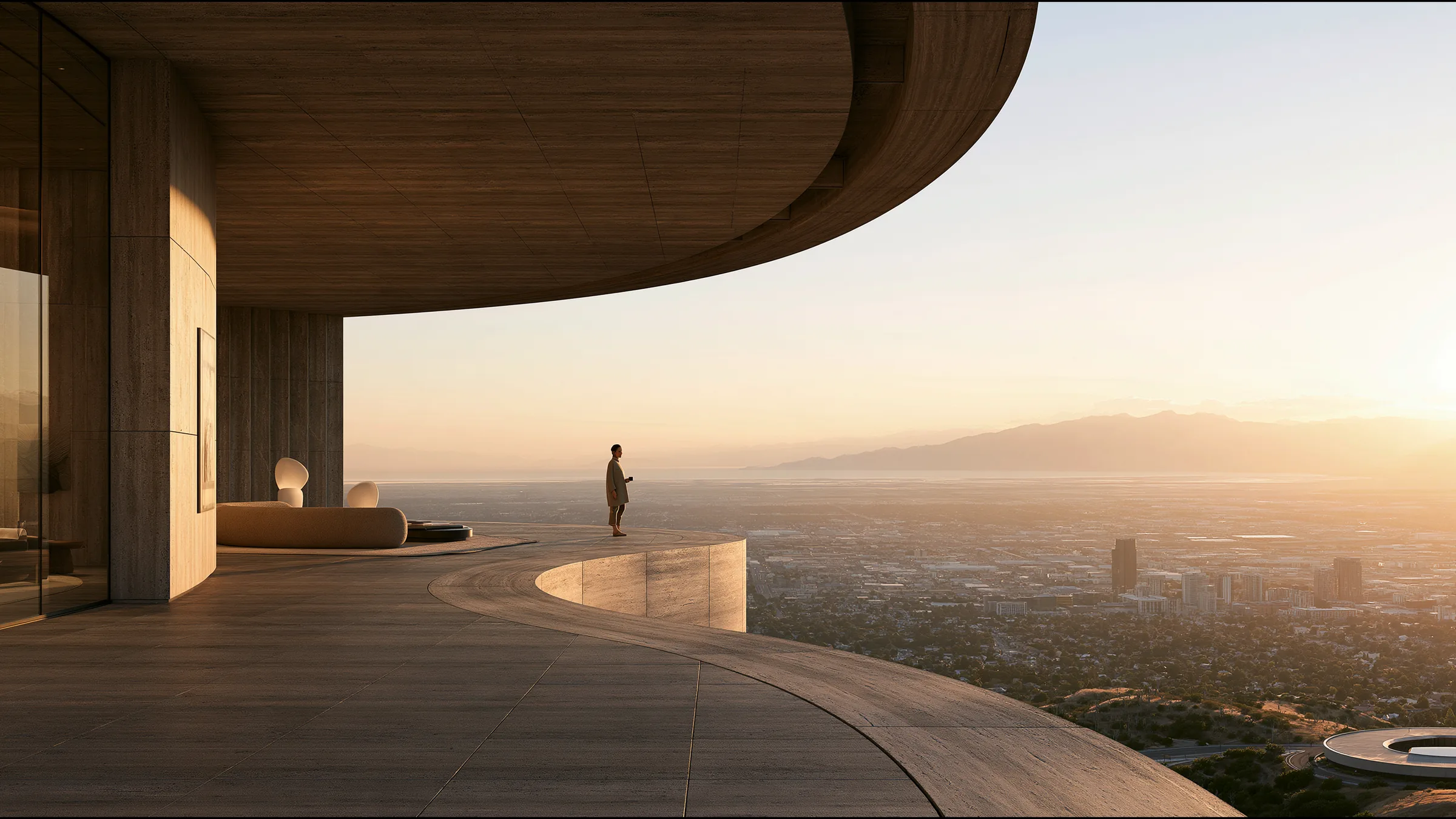 A clinician at ease in a vast, light-filled private clinic in Salt Lake City, the city beyond the glass