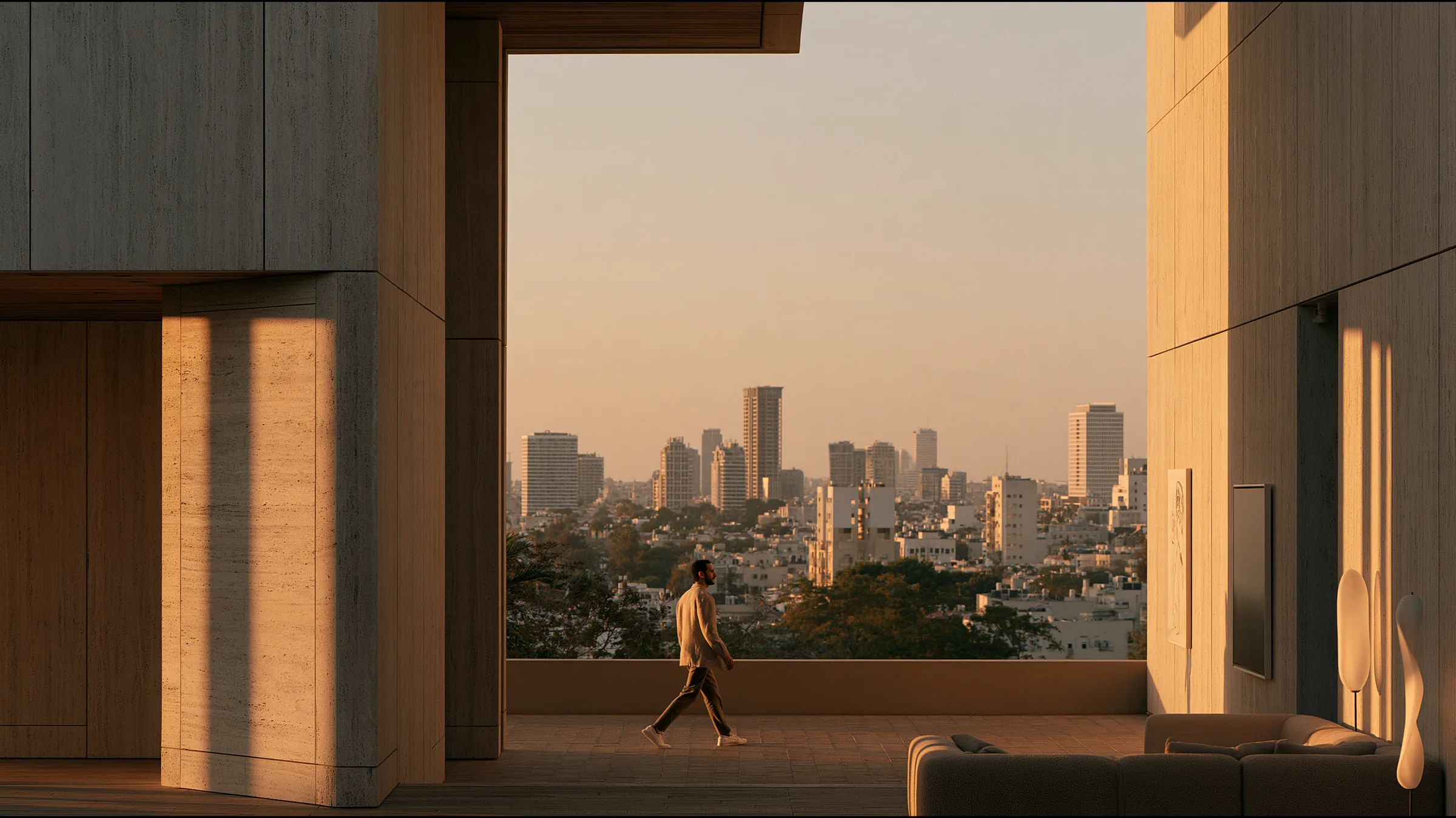 A clinician at ease in a vast, light-filled private clinic in Tel Aviv and Herzliya, the city beyond the glass