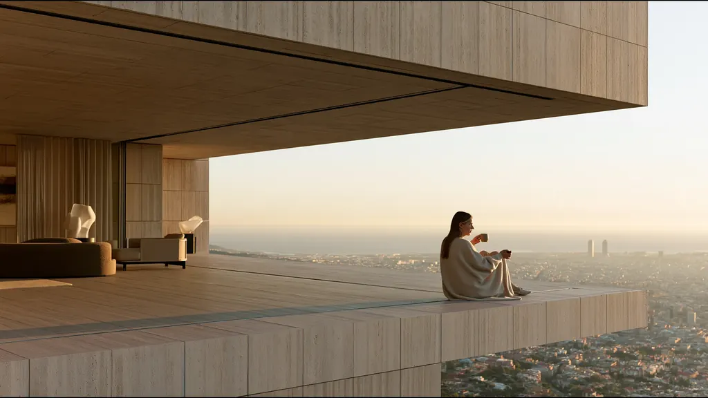 A clinician at ease in a vast, light-filled private clinic in Barcelona, the city beyond the glass