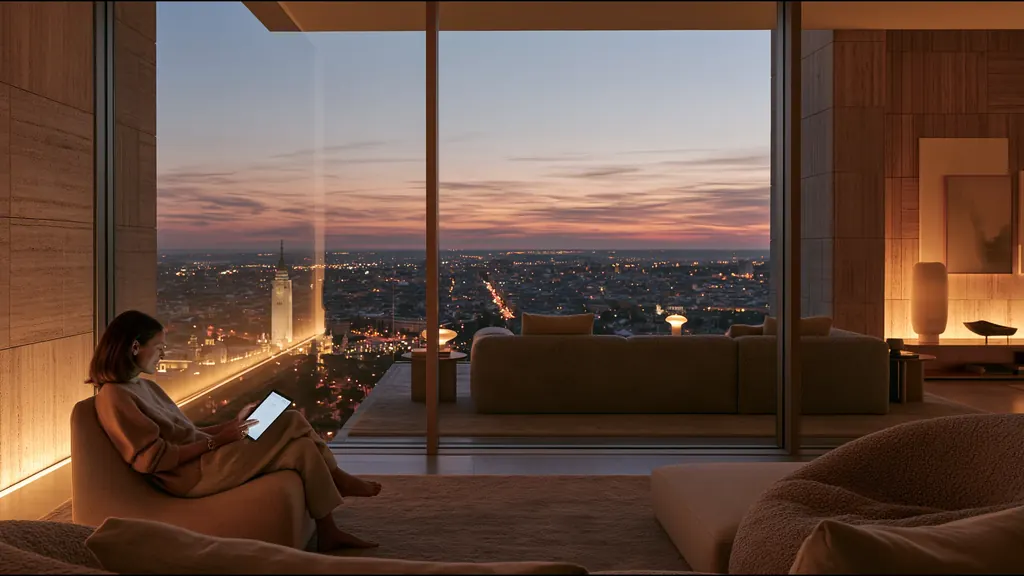A clinician at ease in a vast, light-filled private clinic in Madrid, the city beyond the glass