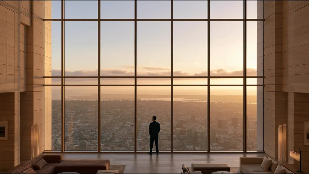 A clinician at ease in a vast, light-filled private clinic in San Diego, the city beyond the glass