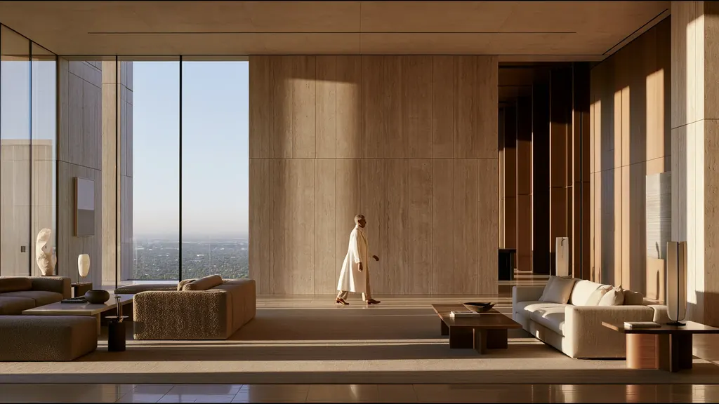 A clinician at ease in a vast, light-filled private clinic in Scottsdale, the city beyond the glass