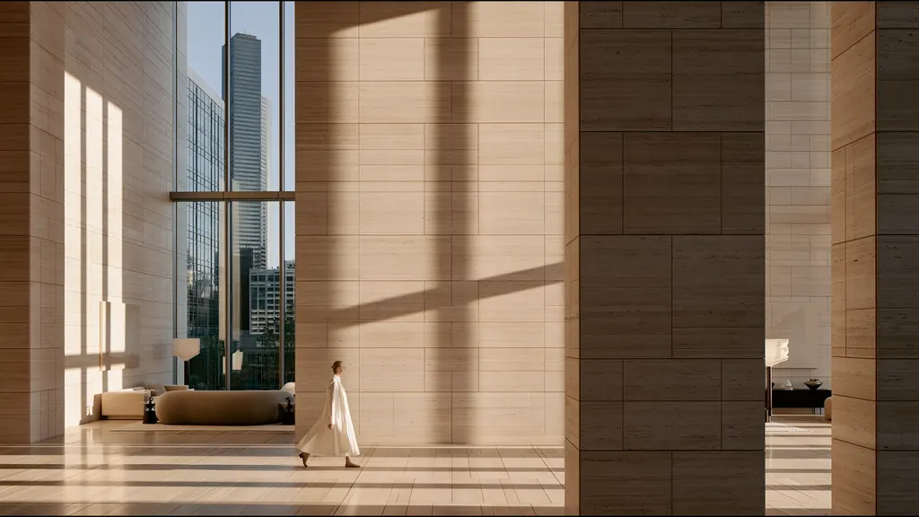A clinician at ease in a vast, light-filled private clinic in Seattle, the city beyond the glass